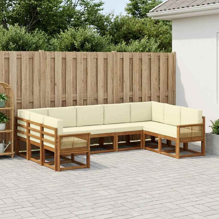 Set de canapele de exterior cu pernă 9 pcs Natural și Crem WALTI