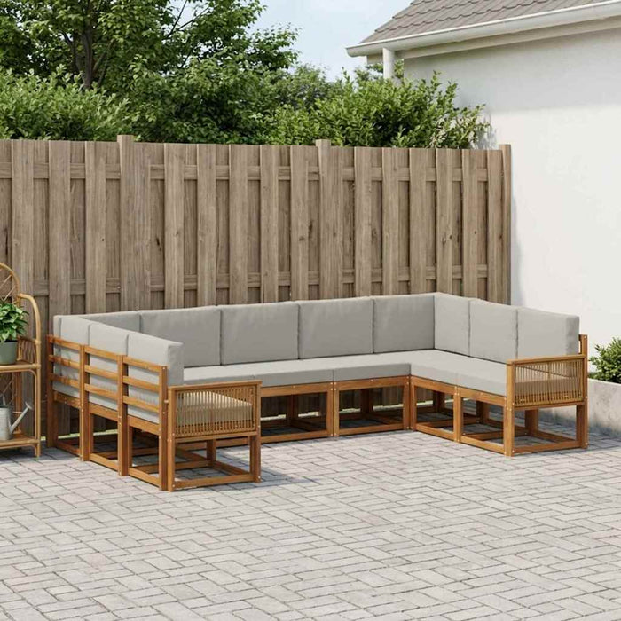 Set de canapele de exterior 9 pcs Natural și gri deschis WALTI