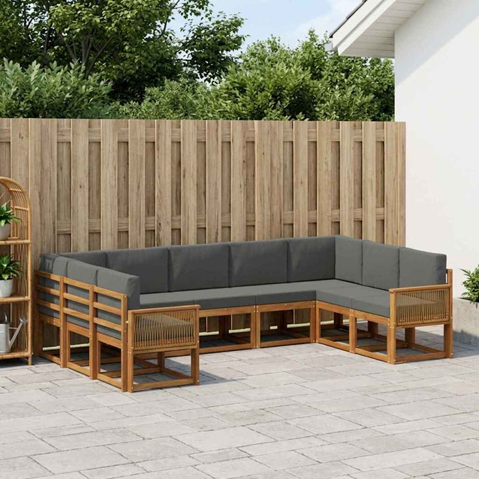Set de canapele de exterior cu pernă 9 pcs Natural și Antracit WALTI