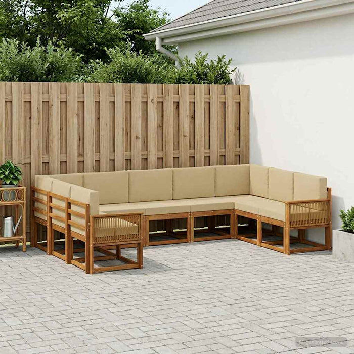 Set de canapele de exterior cu pernă 9 pcs Natural și Bej WALTI