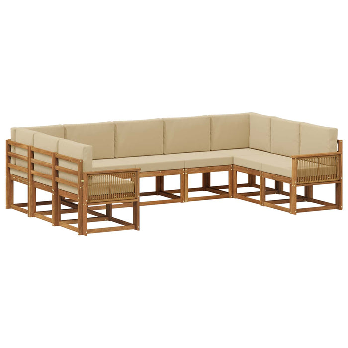 Set de canapele de exterior cu pernă 9 pcs Natural și Bej WALTI