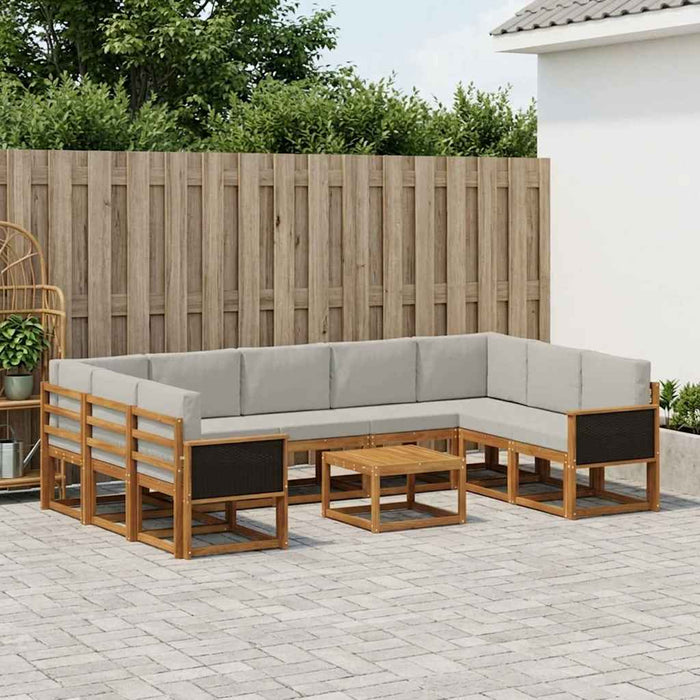 Set de canapele de exterior 10 pcs Natural și gri deschis WALTI