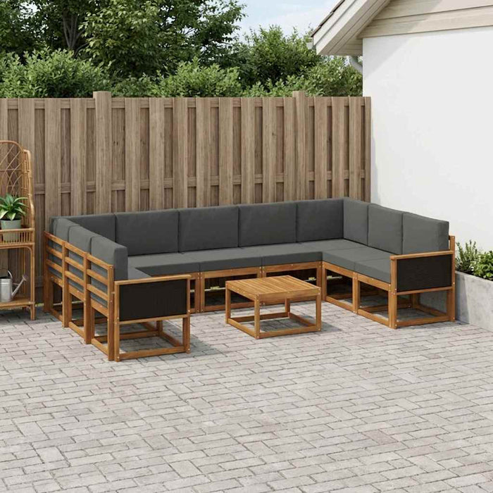 Set de canapele de exterior cu pernă 10 pcs Natural și Antracit WALTI