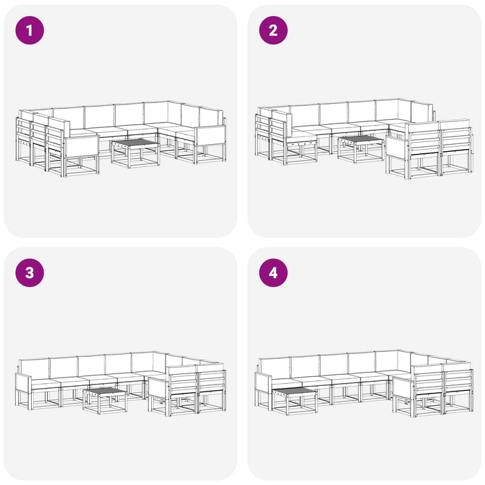 Set de canapele de exterior cu pernă 10 pcs Natural și Antracit WALTI