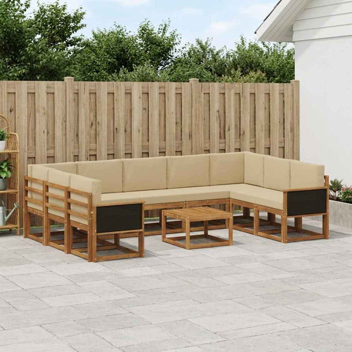 Set de canapele de exterior cu pernă 10 pcs Natural și Bej WALTI
