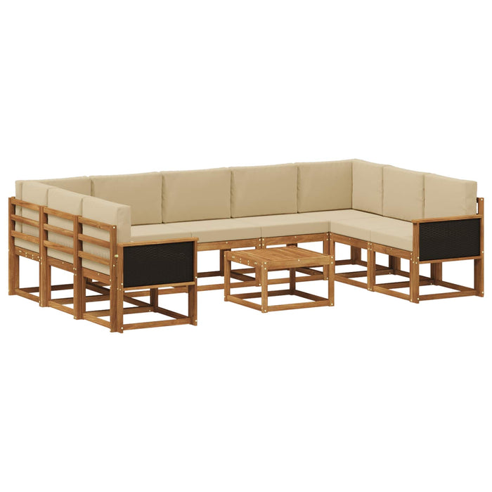 Set de canapele de exterior cu pernă 10 pcs Natural și Bej WALTI