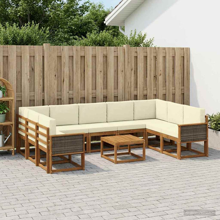 Set de canapele de exterior cu pernă 10 pcs Natural și Crem WALTI