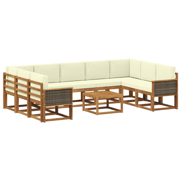 Set de canapele de exterior cu pernă 10 pcs Natural și Crem WALTI