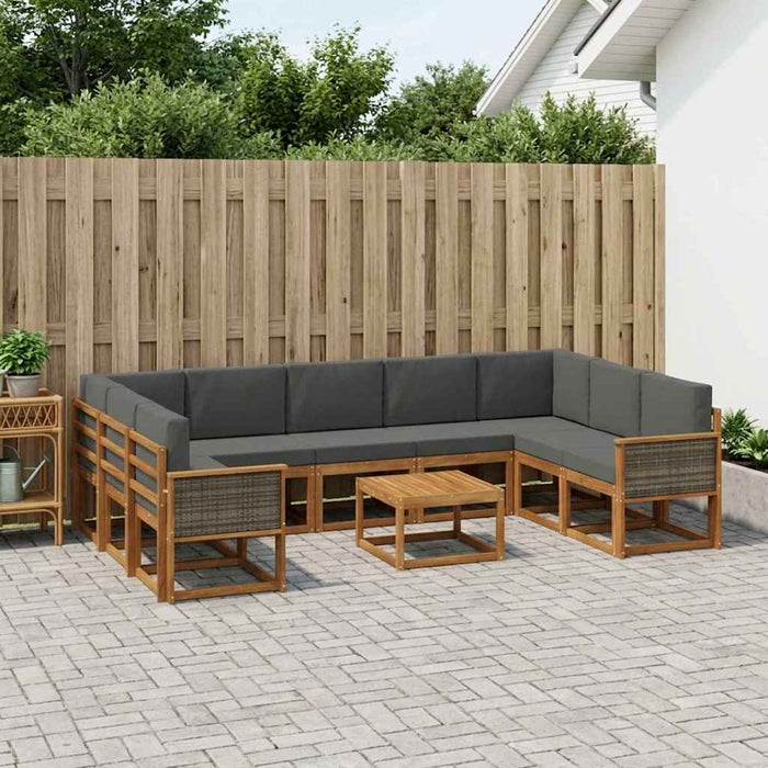 Set de canapele de exterior cu pernă 10 pcs Natural și Antracit WALTI