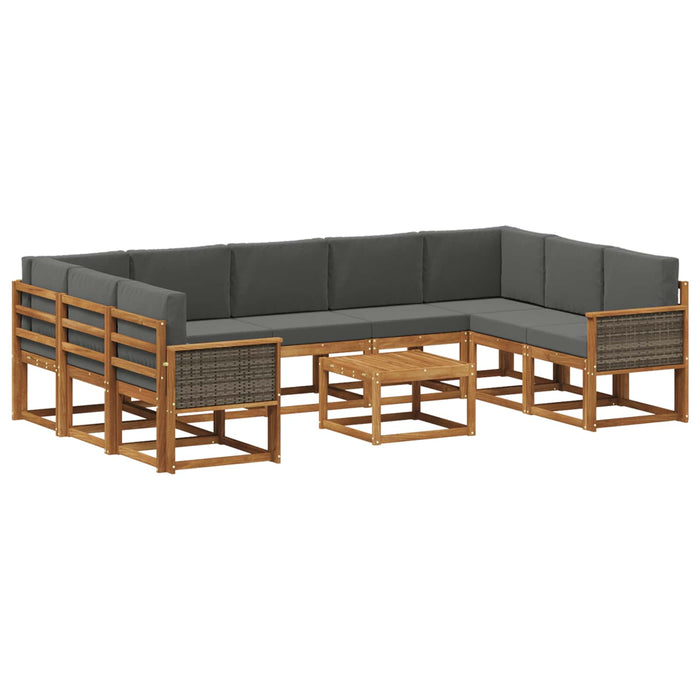 Set de canapele de exterior cu pernă 10 pcs Natural și Antracit WALTI