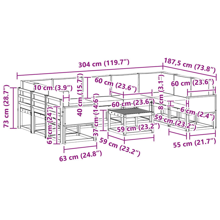 Set de canapele de exterior cu pernă 10 pcs Natural și Antracit WALTI