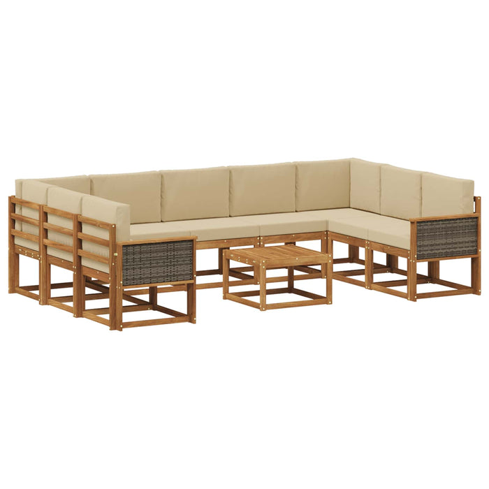 Set de canapele de exterior cu pernă 10 pcs Natural și Bej WALTI