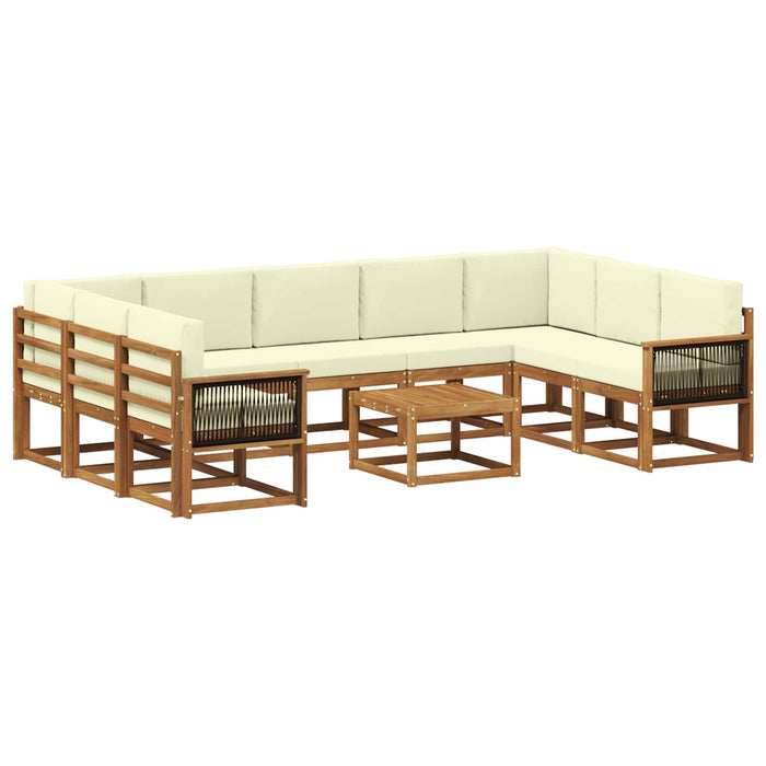 Set de canapele de exterior cu pernă 10 pcs Natural și Crem WALTI