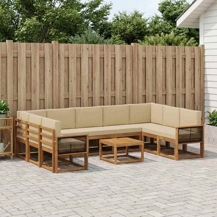 Set de canapele de exterior cu pernă 10 pcs Natural și Bej WALTI