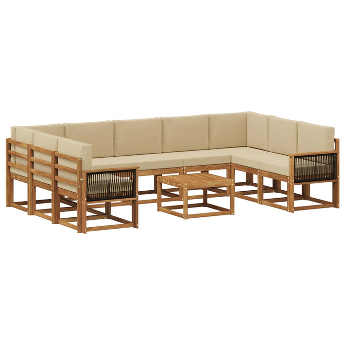Set de canapele de exterior cu pernă 10 pcs Natural și Bej WALTI