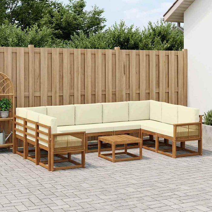 Set de canapele de exterior cu pernă 10 pcs Natural și Crem WALTI