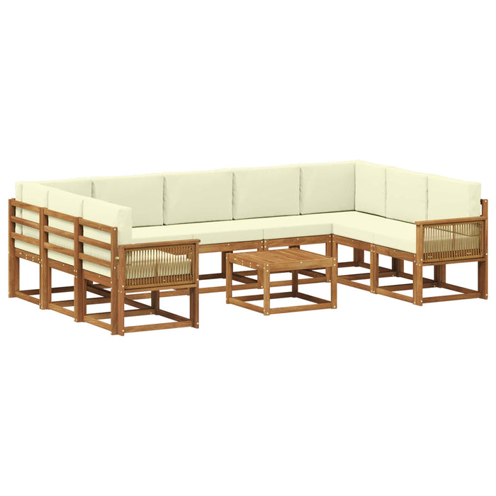 Set de canapele de exterior cu pernă 10 pcs Natural și Crem WALTI