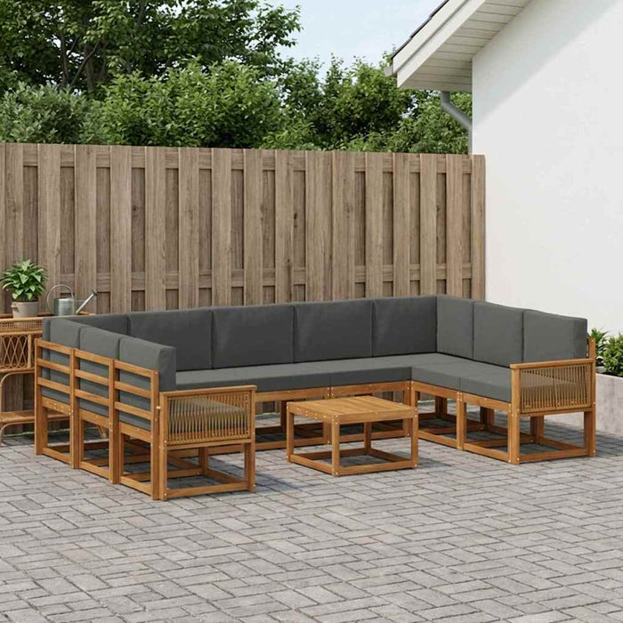 Set de canapele de exterior cu pernă 10 pcs Natural și Antracit WALTI