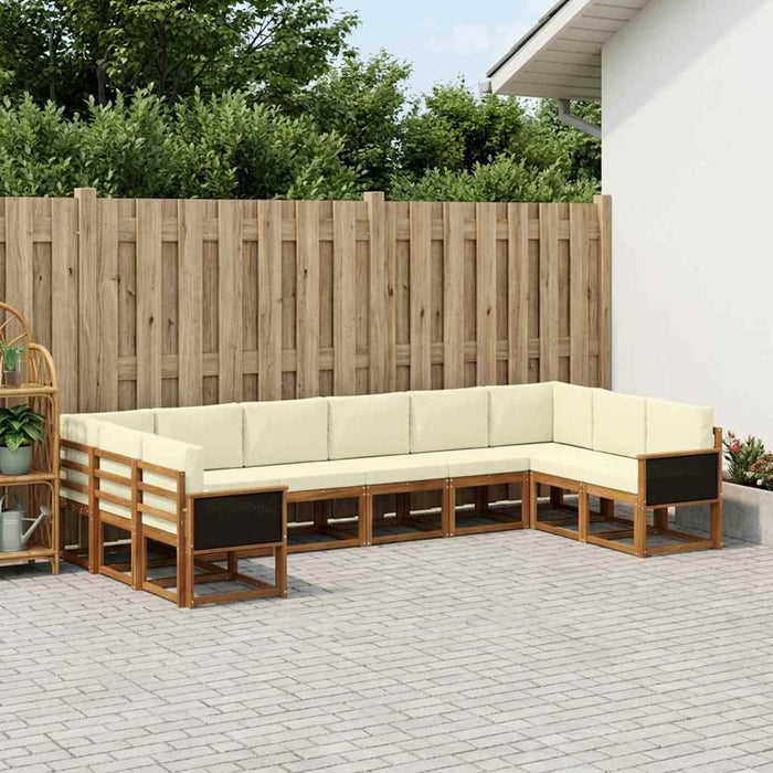 Set de canapele de exterior cu pernă 10 pcs Natural și Crem WALTI
