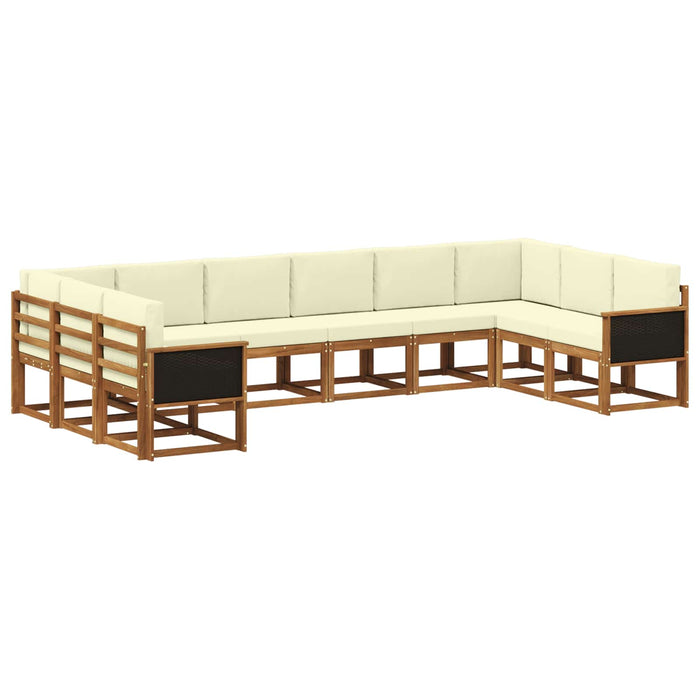 Set de canapele de exterior cu pernă 10 pcs Natural și Crem WALTI