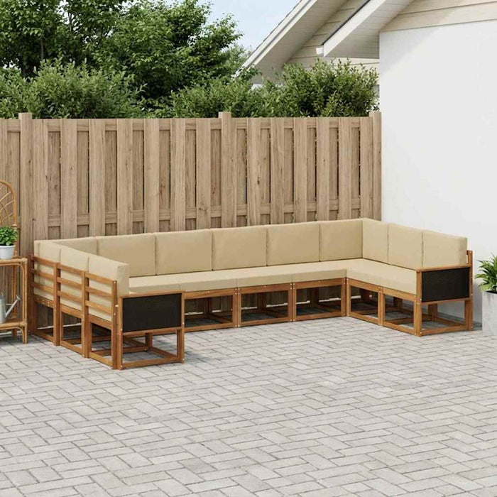 Set de canapele de exterior cu pernă 10 pcs Natural și Bej WALTI