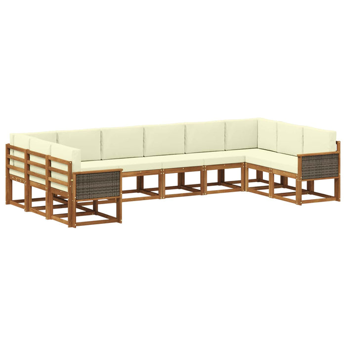 Set de canapele de exterior cu pernă 10 pcs Natural și Crem WALTI