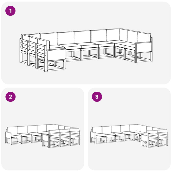 Set de canapele de exterior cu pernă 10 pcs Natural și Crem WALTI
