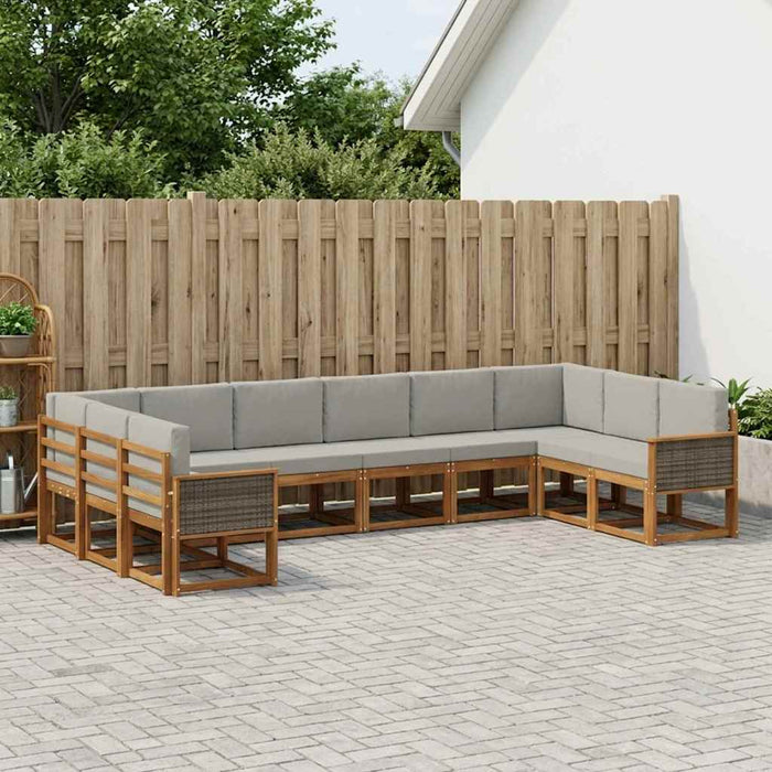 Set de canapele de exterior 10 pcs Natural și gri deschis WALTI