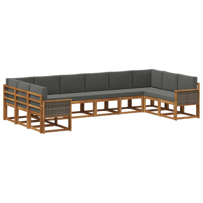 Set de canapele de exterior cu pernă 10 pcs Natural și Antracit WALTI