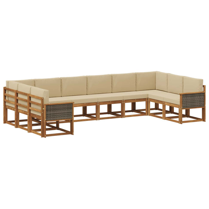 Set de canapele de exterior cu pernă 10 pcs Natural și Bej WALTI