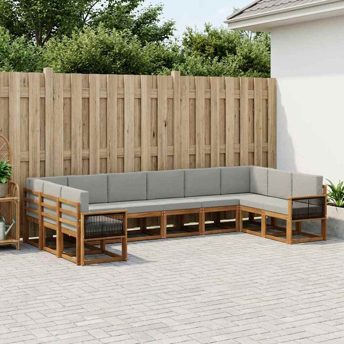 Set de canapele de exterior 10 pcs Natural și gri deschis WALTI