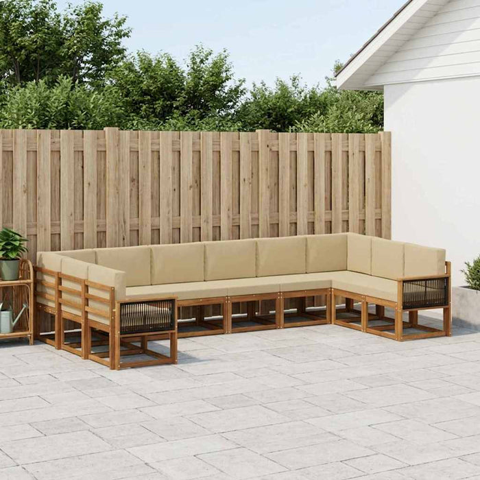 Set de canapele de exterior cu pernă 10 pcs Natural și Bej WALTI
