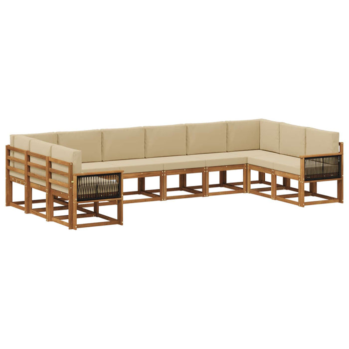 Set de canapele de exterior cu pernă 10 pcs Natural și Bej WALTI
