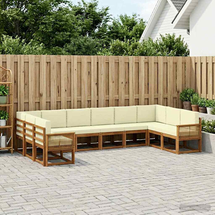 Set de canapele de exterior cu pernă 10 pcs Natural și Crem WALTI