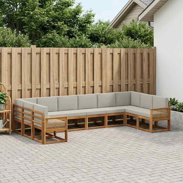 Set de canapele de exterior 10 pcs Natural și gri deschis WALTI