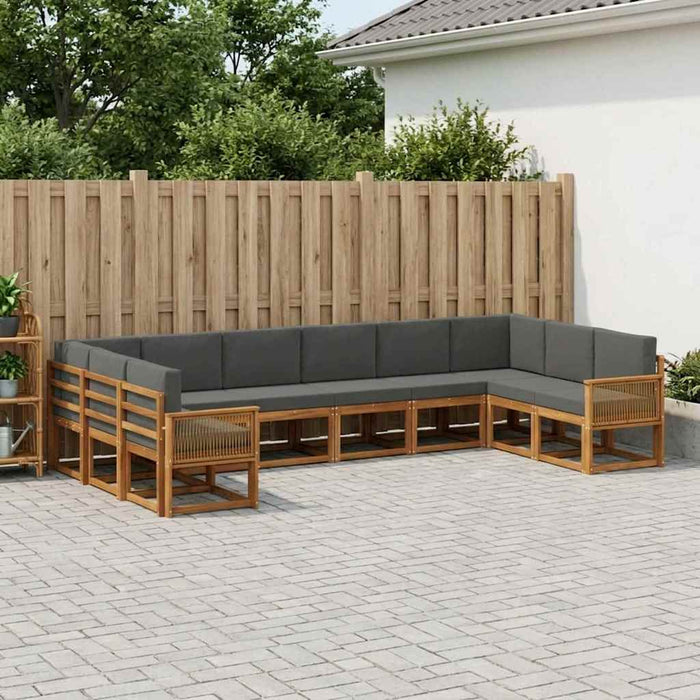Set de canapele de exterior cu pernă 10 pcs Natural și Antracit WALTI
