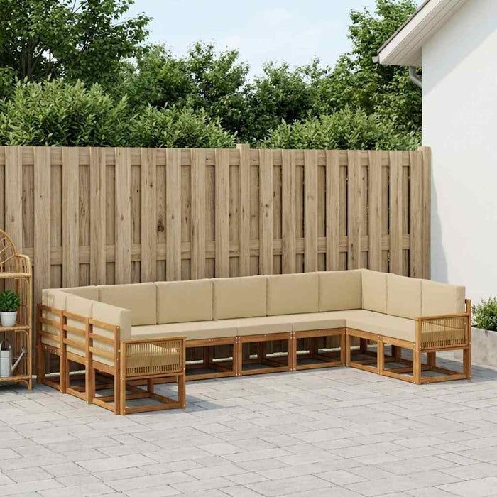 Set de canapele de exterior cu pernă 10 pcs Natural și Bej WALTI