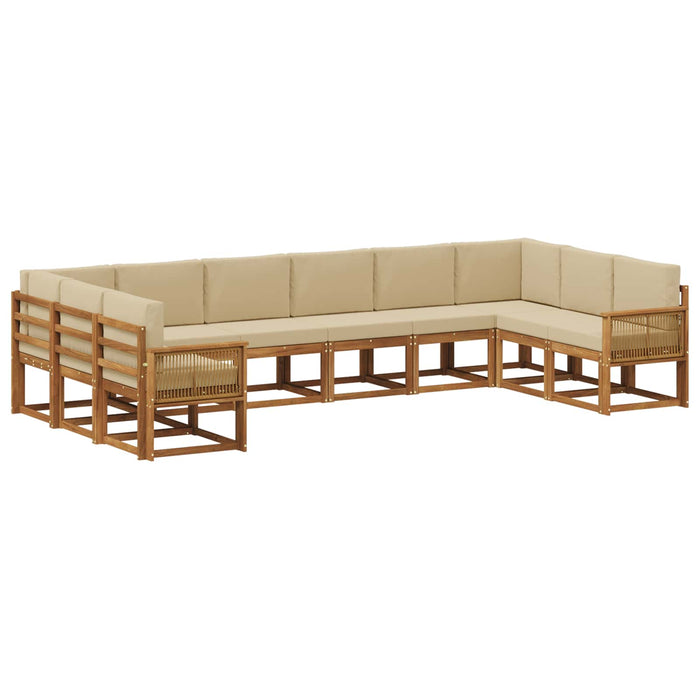 Set de canapele de exterior cu pernă 10 pcs Natural și Bej WALTI