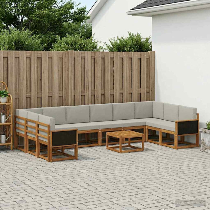 Set de canapele de exterior 11 pcs Natural și gri deschis WALTI
