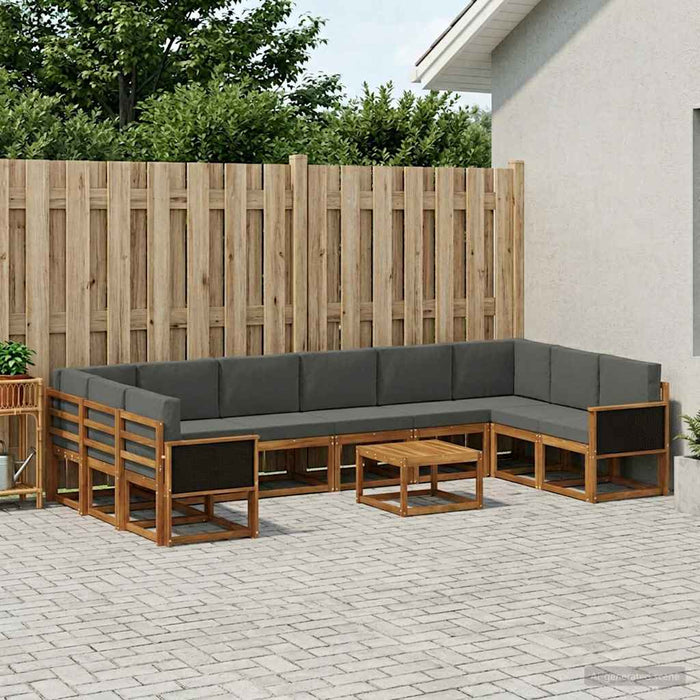 Set de canapele de exterior cu pernă 11 pcs Natural și Antracit WALTI