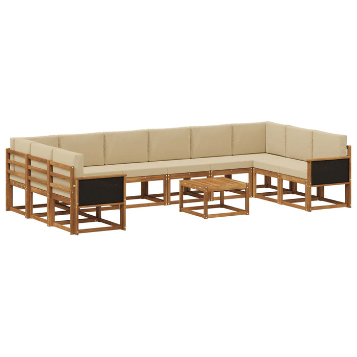 Set de canapele de exterior cu pernă 11 pcs Natural și Bej WALTI