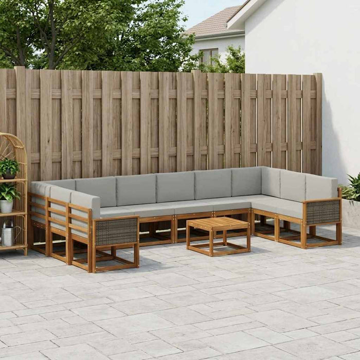 Set de canapele de exterior 11 pcs Natural și gri deschis WALTI