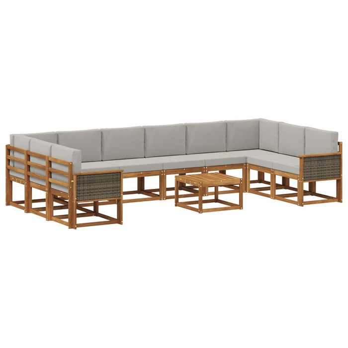 Set de canapele de exterior 11 pcs Natural și gri deschis WALTI