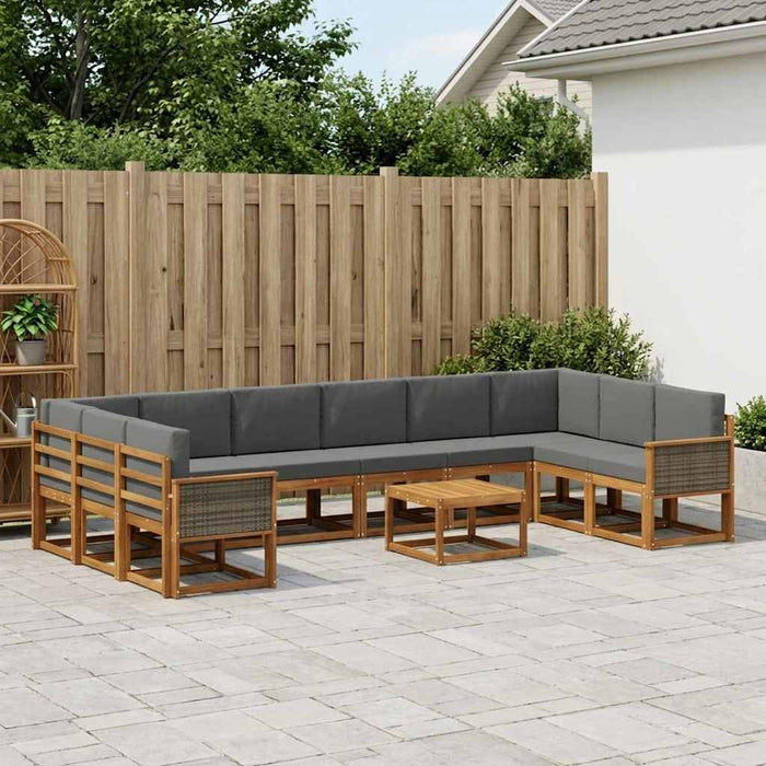 Set de canapele de exterior cu pernă 11 pcs Natural și Antracit WALTI