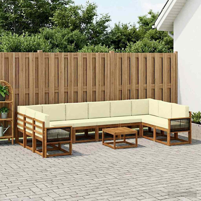 Set de canapele de exterior cu pernă 11 pcs Natural și Crem WALTI