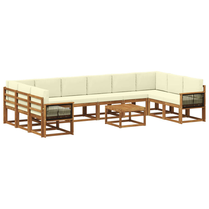 Set de canapele de exterior cu pernă 11 pcs Natural și Crem WALTI