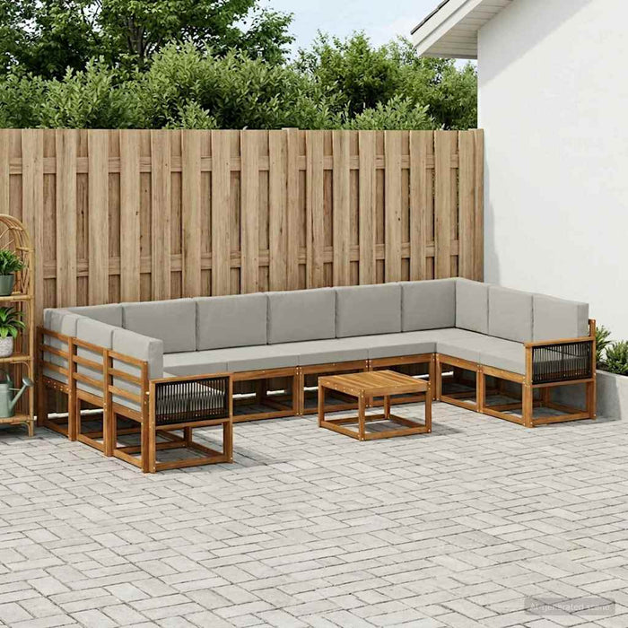 Set de canapele de exterior 11 pcs Natural și gri deschis WALTI