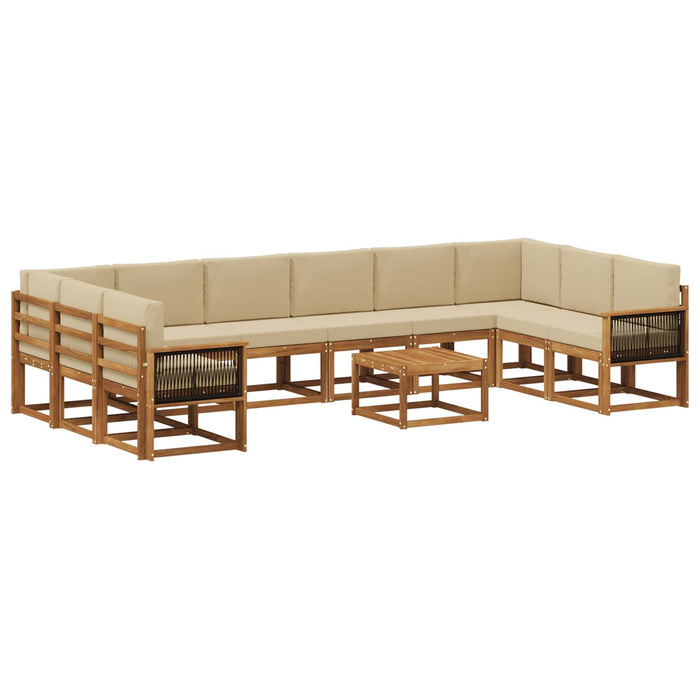 Set de canapele de exterior cu pernă 11 pcs Natural și Bej WALTI