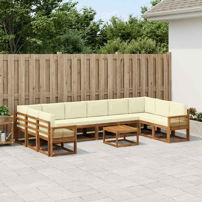 Set de canapele de exterior cu pernă 11 pcs Natural și Crem WALTI