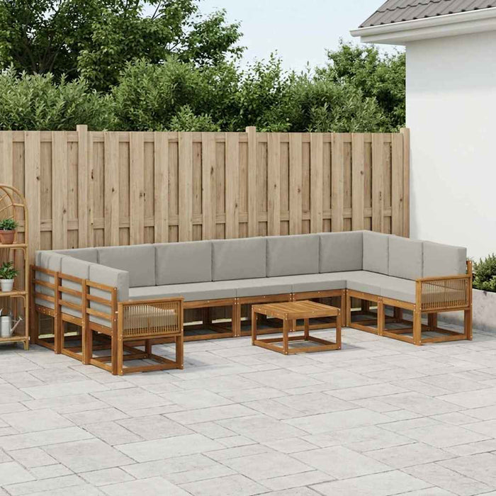 Set de canapele de exterior 11 pcs Natural și gri deschis WALTI